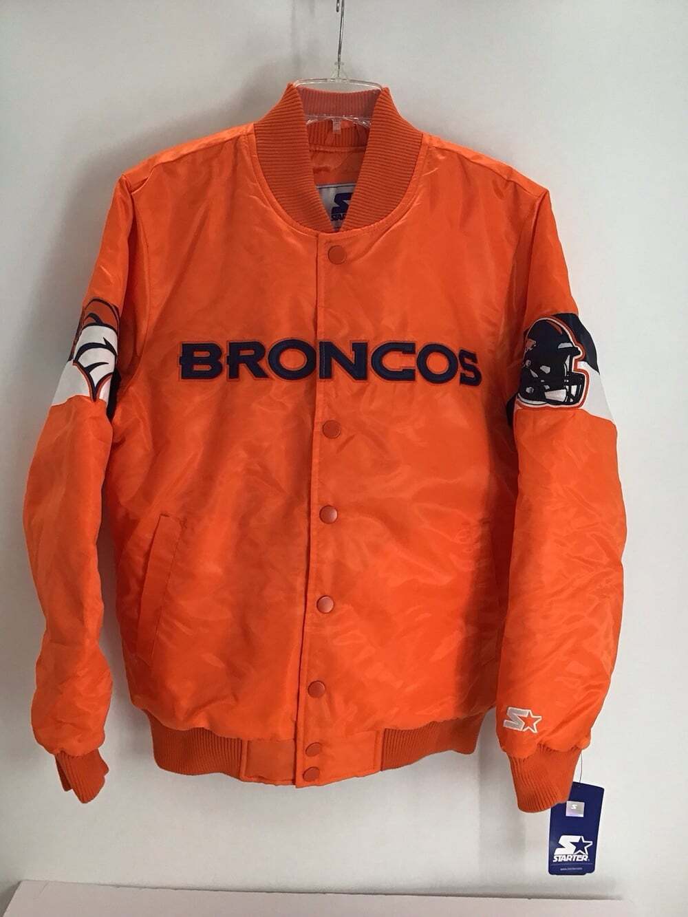 Denver Broncos  NFL Licensed NWT Men’s Triple Option Satin Varsity Jacket Size S